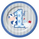Blue Farmhouse 1st Birthday Small Plates (Pack of 8) | Blue Farm 1st Birthday Party Supplies
