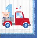 Blue Farmhouse 1st Birthday Large Napkins (Pack of 16) | Blue Farm 1st Birthday Party Supplies