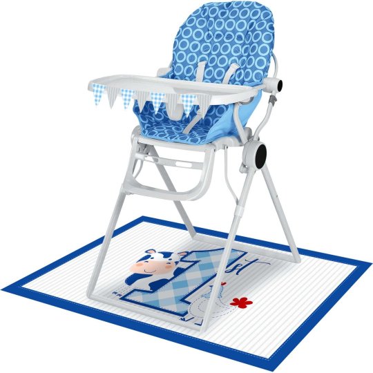 Blue Farmhouse 1st Birthday High Chair Decoration Kit | Blue Farm 1st Birthday Party Supplies