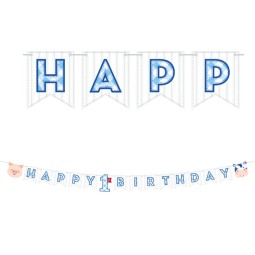 Blue Farmhouse 1st Birthday Banner | Blue Farm 1st Birthday Party Supplies