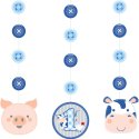 Blue Farmhouse 1st Birthday Hanging Decorations (3 Pack) | Blue Farm 1st Birthday Party Supplies