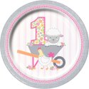 Pink Farmhouse 1st Birthday Large Plates (Pack of 8) | Pink Farmhouse 1st Birthday Party Supplies