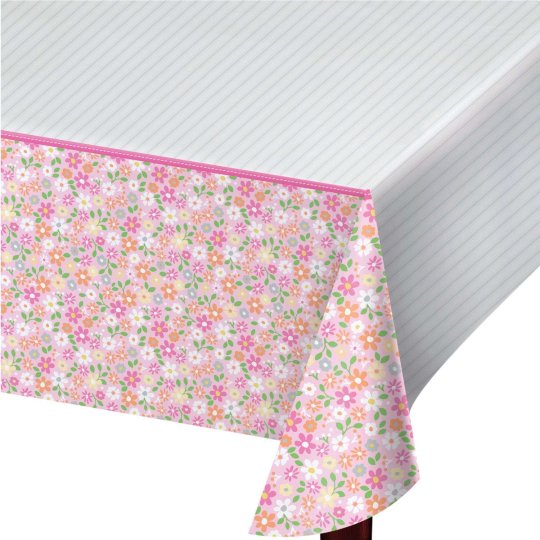 Farm 1st Birthday Girl Plastic Tablecover | Pink Farmhouse 1st Birthday Party Supplies