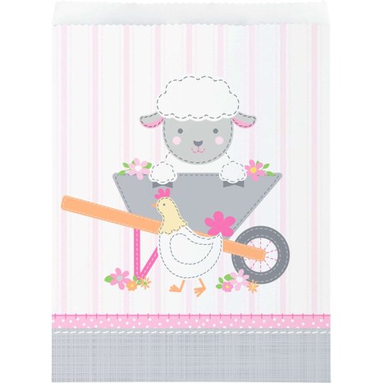 Farm 1st Birthday Girl Party Paper Bags (Pack of 10) | Discontinued Party Supplies