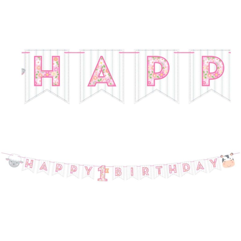farm 1st birthday girl happy birthday banner pink farmhouse 1st birthday who wants 2 party birthday banner pink