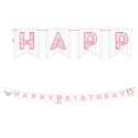 Farm 1st Birthday Girl Happy Birthday Banner | Pink Farmhouse 1st Birthday Party Supplies