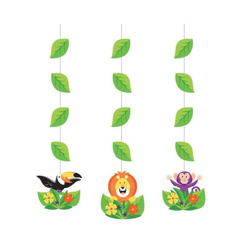 Jungle Safari Hanging Swirls (Set of 3) | Jungle Animals Party Supplies