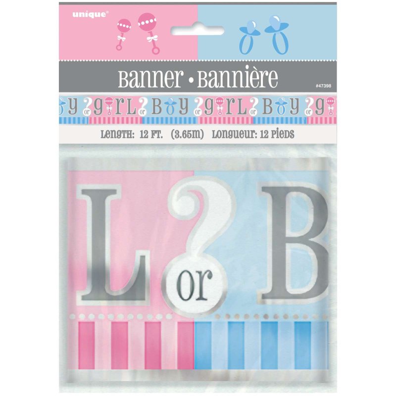 Gender Reveal Foil Party Banner | Discontinued Party Supplies