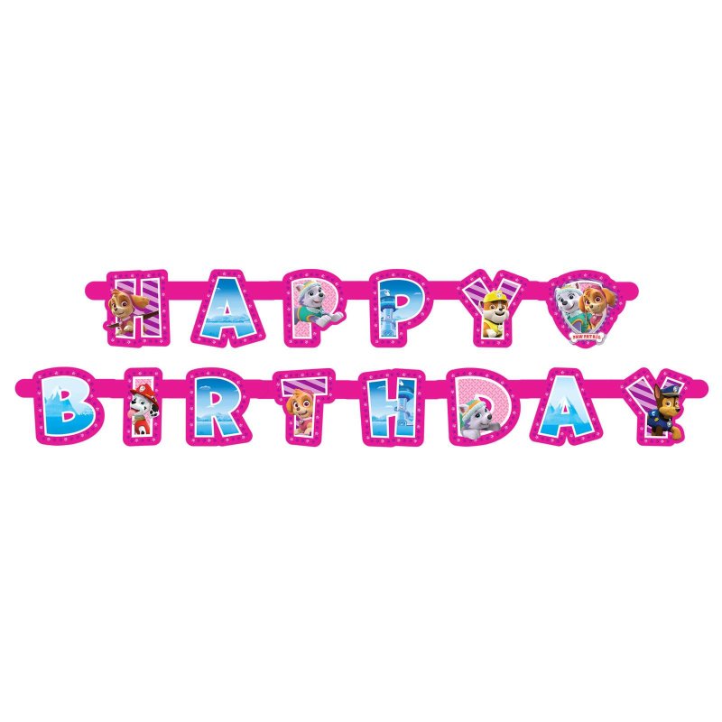 Paw Patrol Girl Birthday Banner | Paw Patrol Party Supplies
