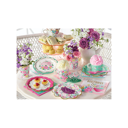 Floral Tea Party Happy Birthday Banner | Floral Tea Party Party Supplies