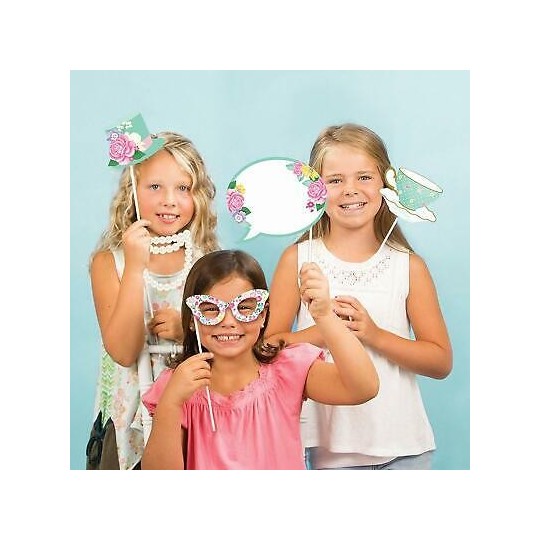 Floral Tea Party Photo Booth Props (Set of 10) | Floral Tea Party Party Supplies