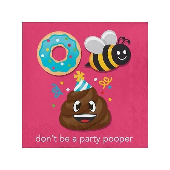 Emoji Party Pooper Large Napkins (Pack of 16) | Emoji Party Supplies
