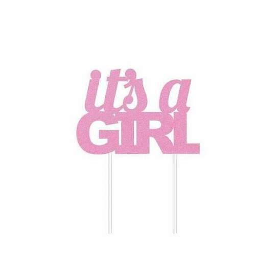 It's A Girl Pink Glitter Cake Topper | Decorations Party Supplies