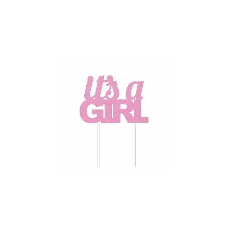 It's A Girl Pink Glitter Cake Topper | Decorations Party Supplies