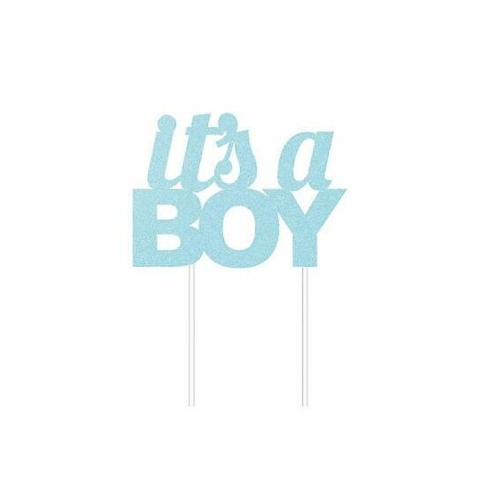 It's A Boy Blue Glitter Cake Topper | Decorations Party Supplies