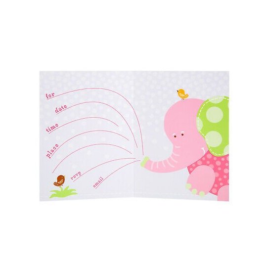 Girls Safari 1st Birthday Party Invitations (Pack of 8) | Girls Jungle 1st Birthday Party Supplies