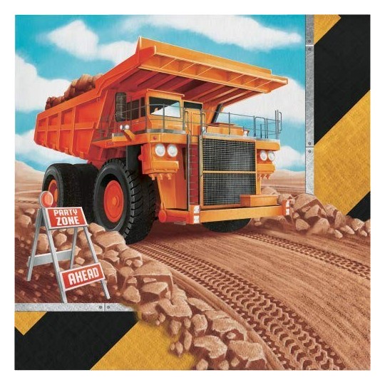 Construction Big Dig Large Napkins (Pack of 16) | Construction Party Supplies