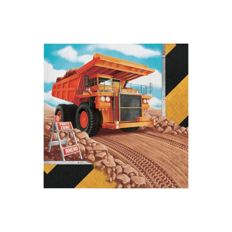 Construction Big Dig Large Napkins (Pack of 16) | Construction Party Supplies