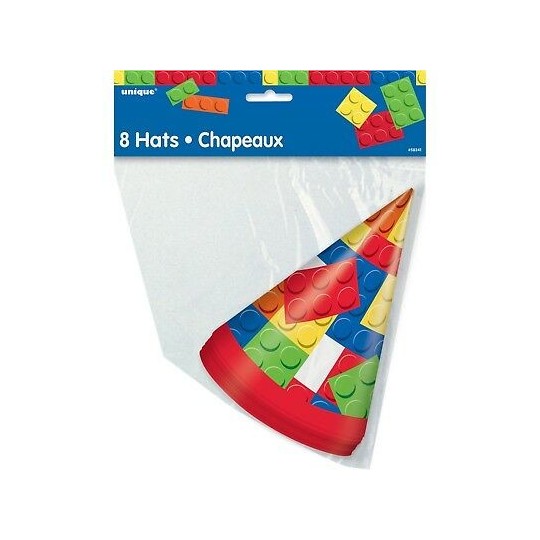 Block Party Hats (Pack of 8) | Lego Party Supplies