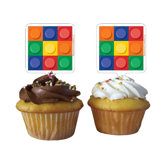 Block Party Cupcake Picks (Pack of 12) | Lego Party Supplies